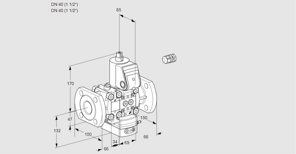 Регулятор расхода газа с эл.магнитным клапаном VAH 2E40F/40F05FHEWR/PP/PP