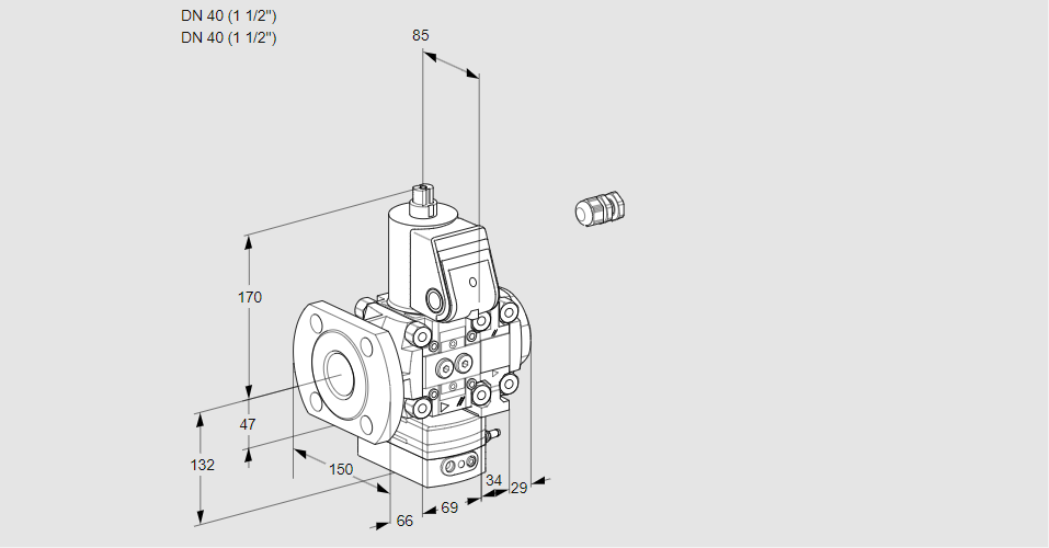 Регулятор расхода газа с эл.магнитным клапаном VAH 2E40F/40R05HEVWR/PP/PP