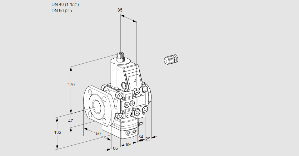Регулятор расхода газа с эл.магнитным клапаном VAH 2E40F/50R05HEVWR/PP/PP