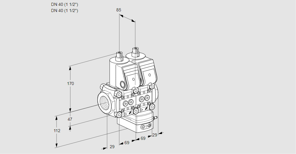 Регулятор давления с двумя эл.магнитными клапанами VCD 2T40N/40N05ND-50QR/PPPP/PPPP