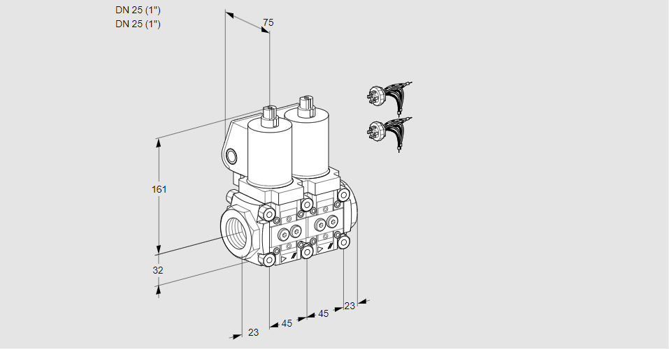 Клапан эл.магнитный сдвоенный VCS 1E25R/25R05NNWSL7/PPPP/PPPP