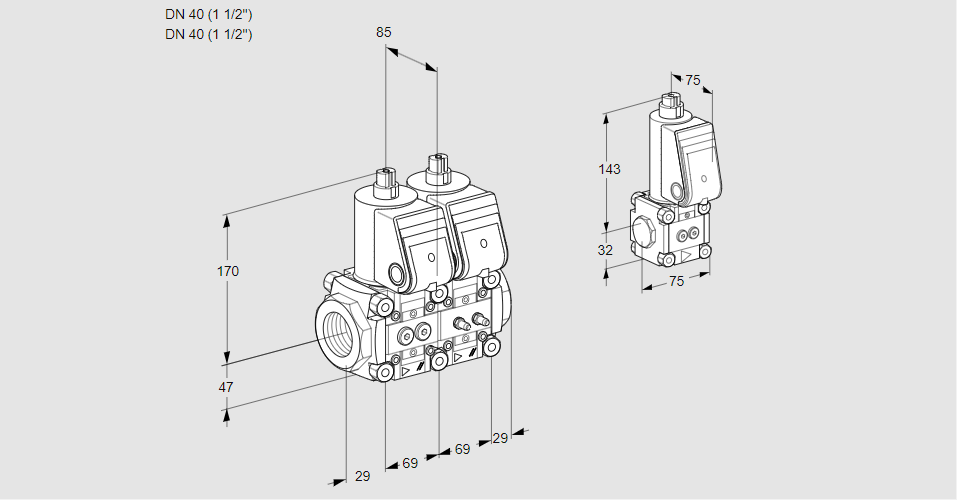 Клапан эл.магнитный сдвоенный VCS 2E40R/40R05NNWR/PPMM/PPBS