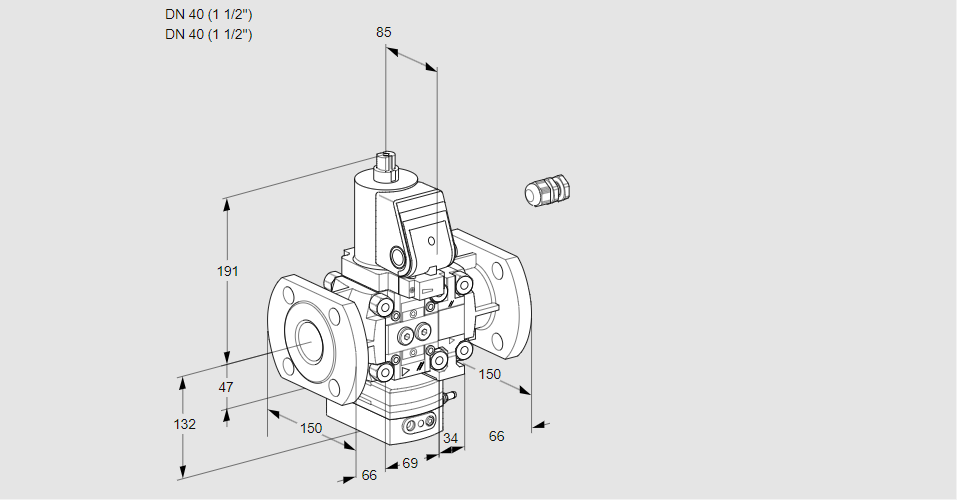 Регулятор расхода газа с эл.магнитным клапаном VAH 2E40F/40F05HEVWSR/PP/PP