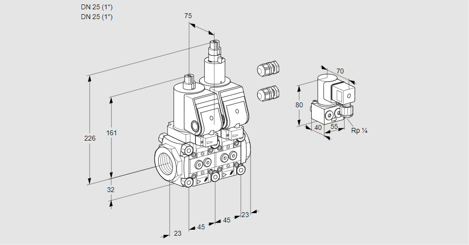 Клапан эл.магнитный сдвоенный VCS 1E25R/25R05NLWSR3/PPPP/PPZY
