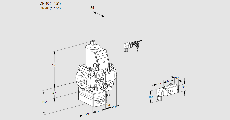 Регулятор давления с эл.магнитным клапаном VAD 2E40R/40R05D-50VWR/-3/-3