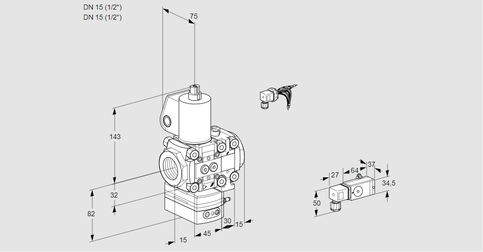 Регулятор давления с эл.магнитным клапаном VAD 1E15R/15R05D-50VWL/3-/-3