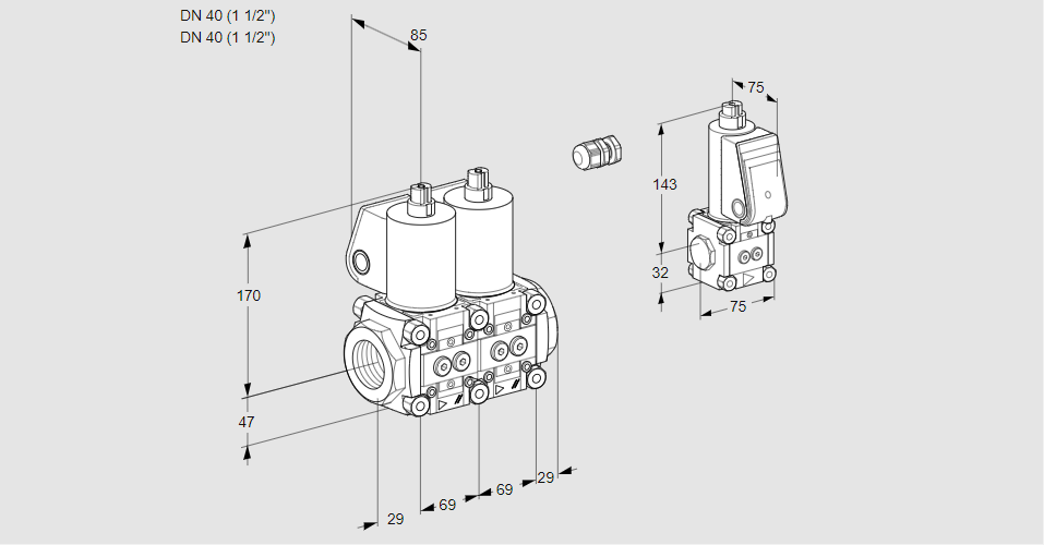Клапан эл.магнитный сдвоенный VCS 2E40R/40R05NNWL/PPZS/PPPP