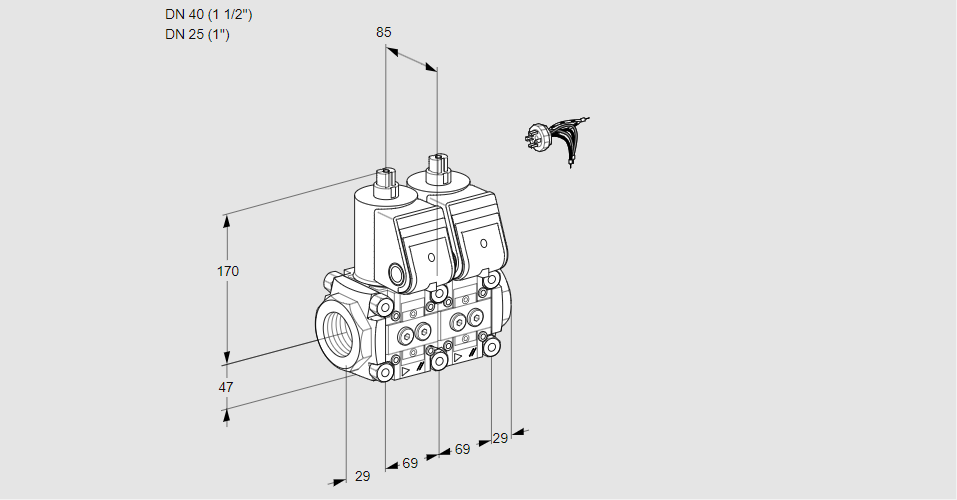 Клапан эл.магнитный сдвоенный VCS 2E40R/25R05NNWR/PPPP/PPMM