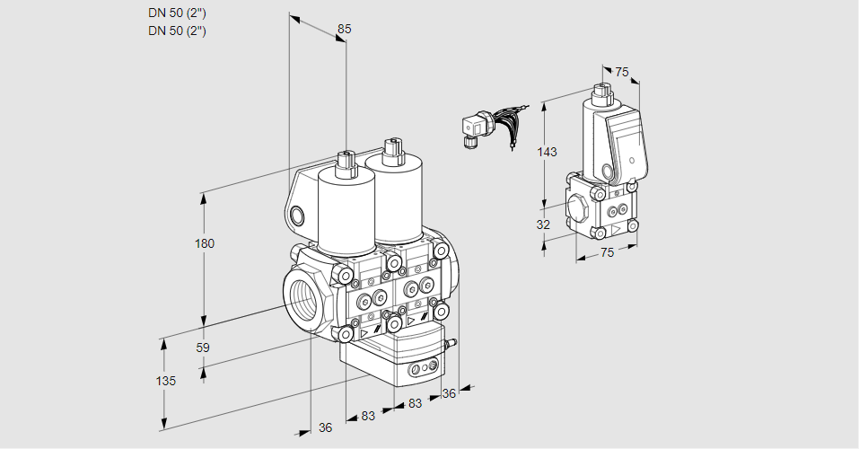 Регулятор давления с двумя эл.магнитными клапанами VCD 3E50R/50R05ND-100WL/PPBS/PPPP