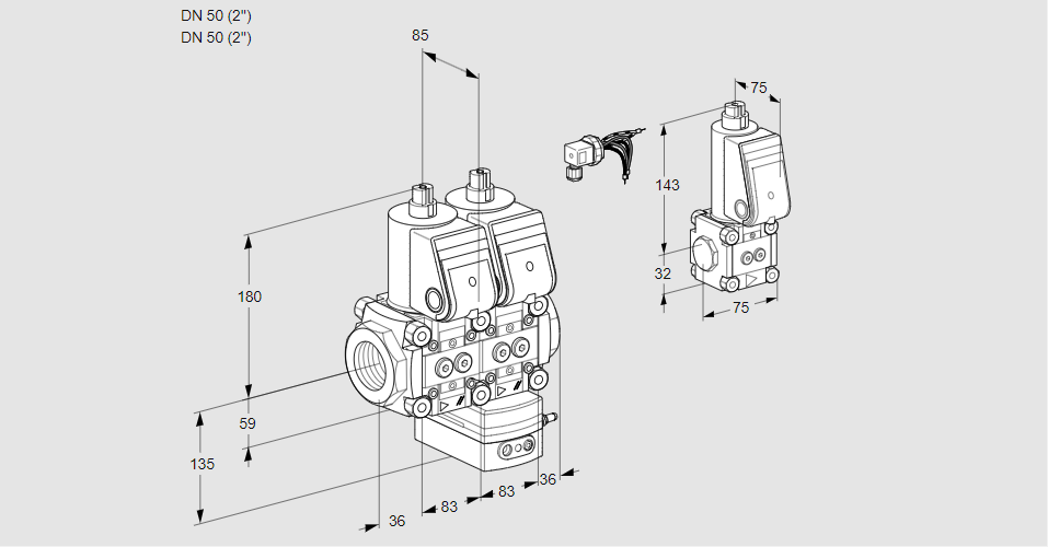 Регулятор давления с двумя эл.магнитными клапанами VCD 3E50R/50R05ND-100WR/PPPP/PPZS