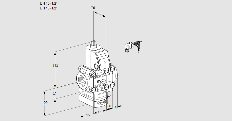 Регулятор расхода газа с эл.магнитным клапаном VAH 1E15R/15R05HEVKR/MM/PP