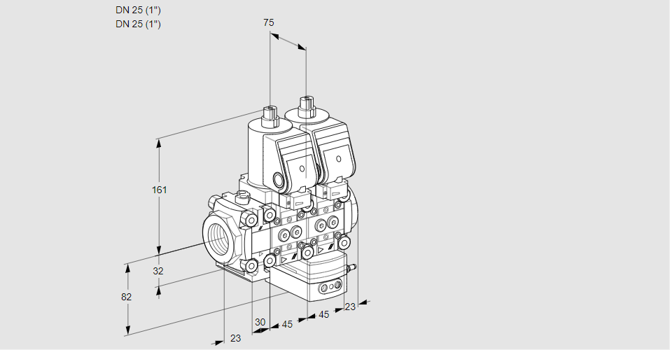 Регулятор давления с двумя эл.магнитными клапанами VCD 1T25N/25N05FND-50QSR/PPPP/PPPP