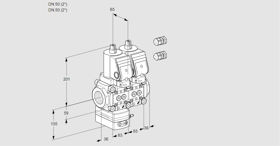 Регулятор давления с двумя эл.магнитными клапанами VCD 3E50R/50R05D-25NWSR3/PPPP/PPPP