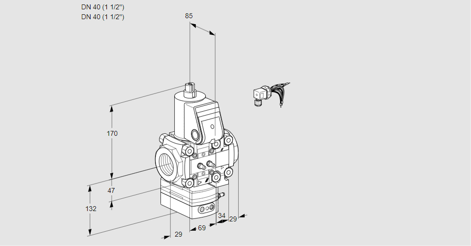 Регулятор расхода газа с эл.магнитным клапаном VAH 2E40R/40R05HEVQR/MM/PP