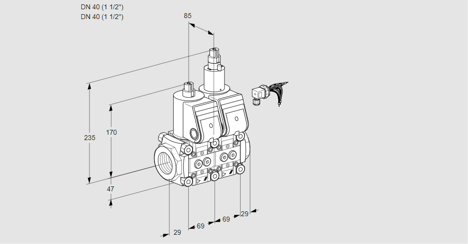 Клапан эл.магнитный сдвоенный VCS 2E40R/40R05NLWR/PPPP/PPPP