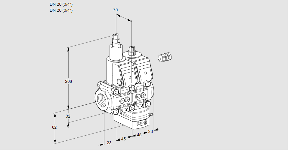 Регулятор давления с двумя эл.магнитными клапанами VCD 1E20R/20R05LD-50WR/PPPP/PPPP