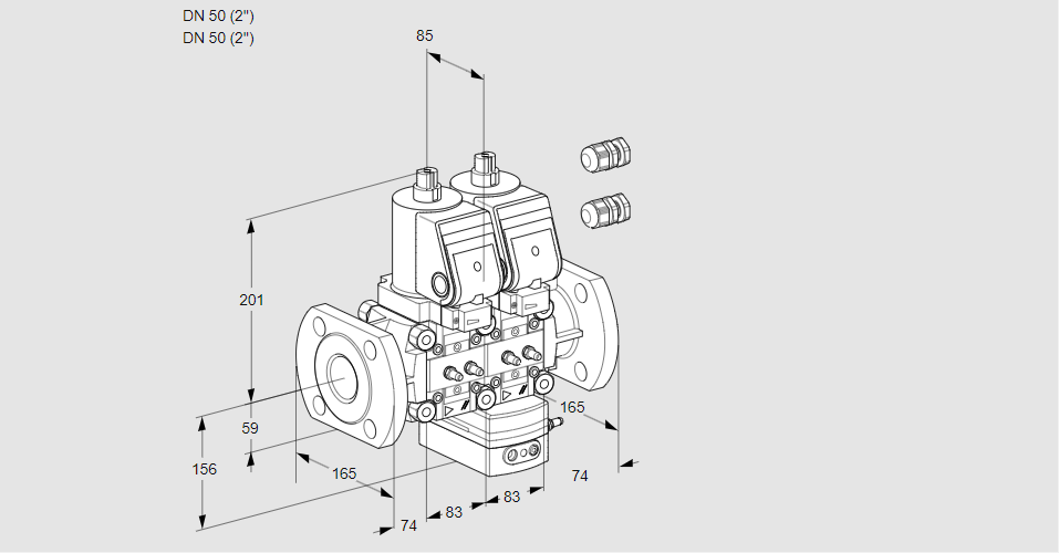 Регулятор соотношения газ/воздух с двумя эл.магнитными клапанами VCV 3E50F/50F05NVKWSR3/MMMM/PPPP