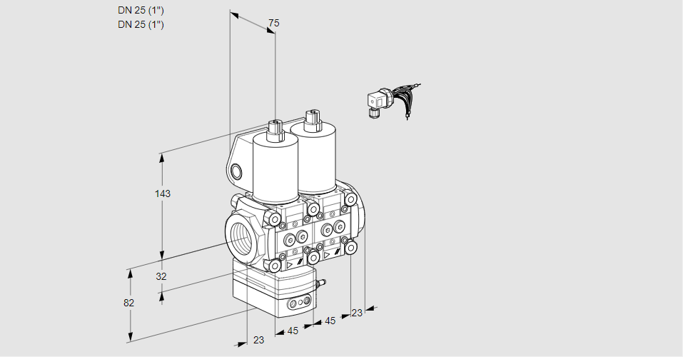 Регулятор давления с двумя эл.магнитными клапанами VCD 1E25R/25R05D-100NWL/PPPP/PPPP