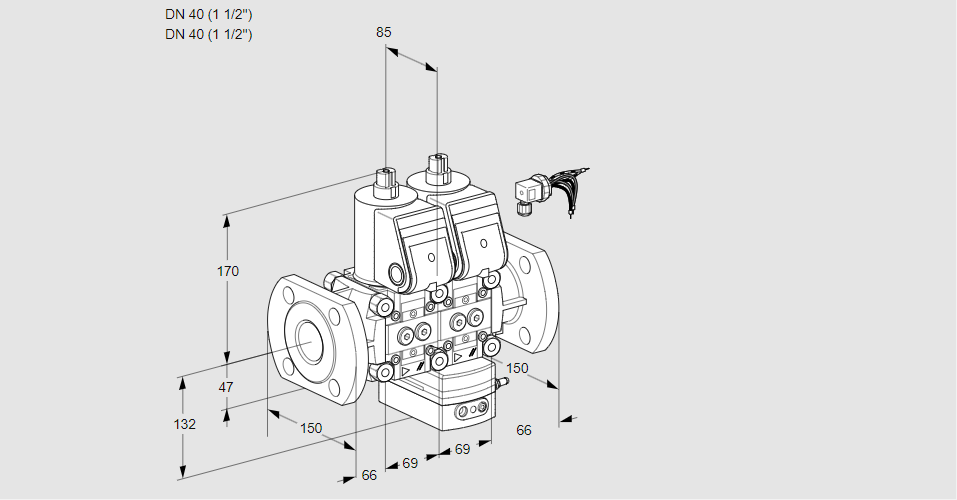 Регулятор соотношения газ/воздух с двумя эл.магнитными клапанами VCV 2E40F/40F05NVKWR/PPPP/PPPP