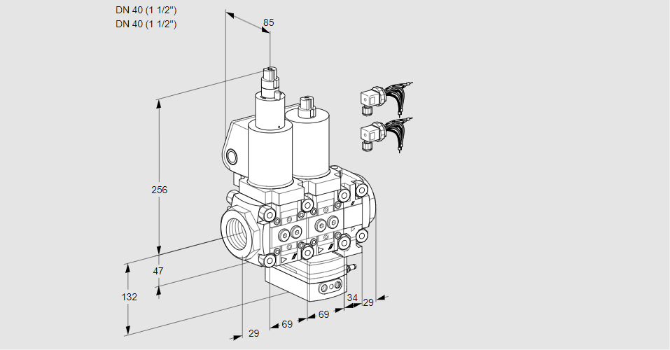 Регулятор расхода с двумя эл.магнитными клапанами VCH 2E40R/40R05LHEVQSL8/PPPP/PPPP