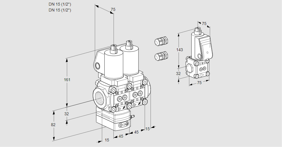 Регулятор давления с двумя эл.магнитными клапанами VCD 1E15R/15R05D-100NWSL3/PPBS/PPPP