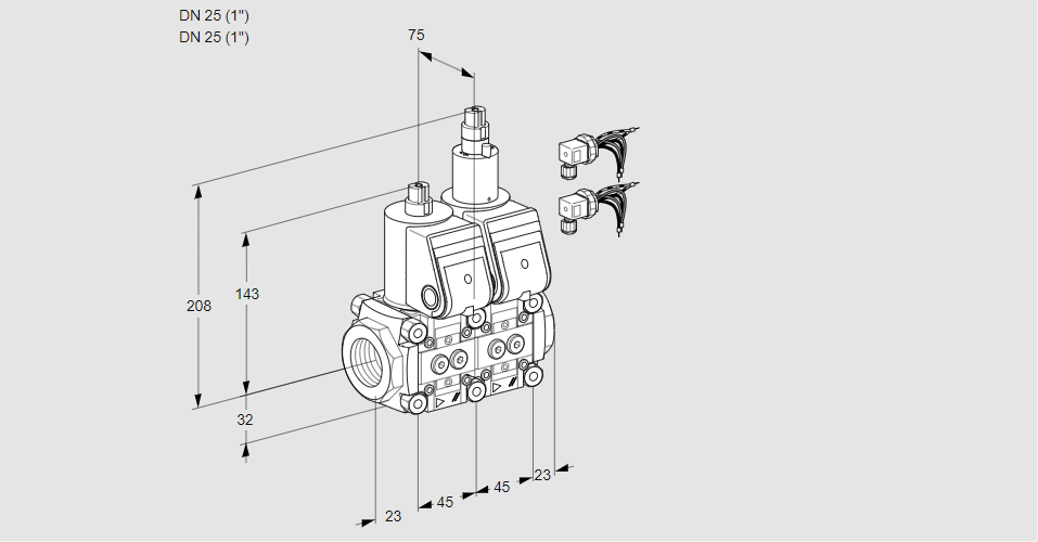 Клапан эл.магнитный сдвоенный VCS 1E25R/25R05NLWR6/PPPP/PPPP