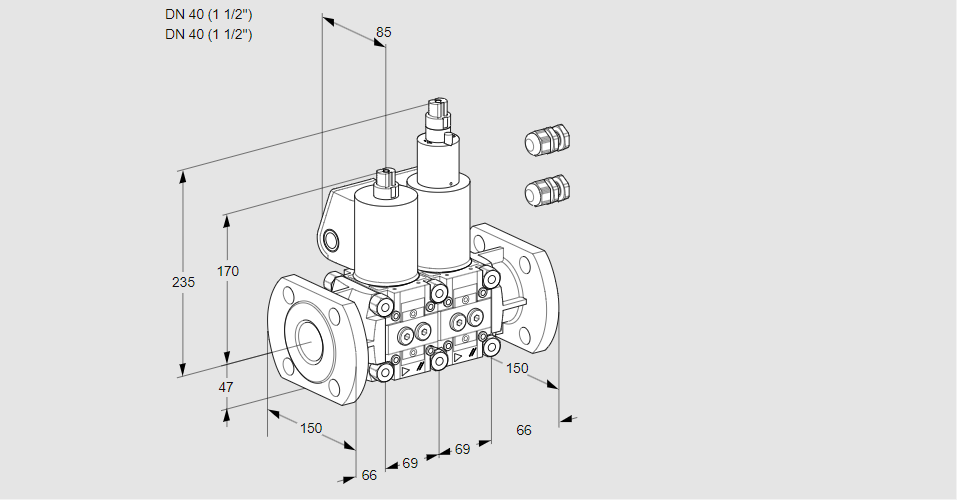Клапан эл.магнитный сдвоенный VCS 2E40F/40F05NLWL3/PPPP/PPPP