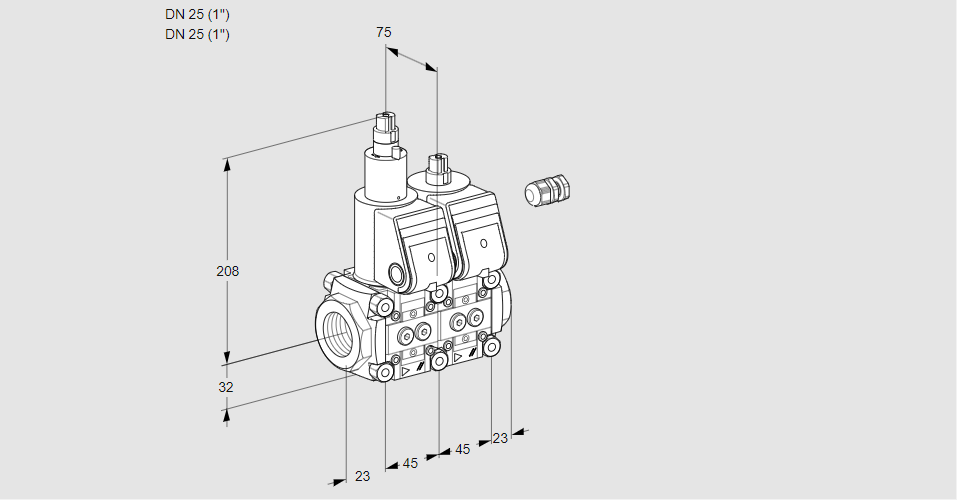Клапан эл.магнитный сдвоенный VCS 1E25R/25R05LNWR/PPPP/PPPP