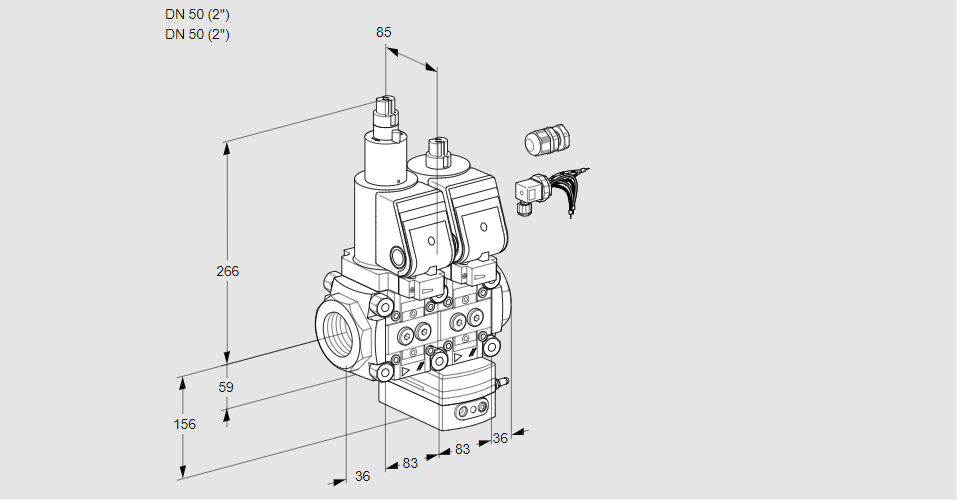 Регулятор расхода с двумя эл.магнитными клапанами VCH 3E50R/50R05LHEWGR8/PPPP/PPPP