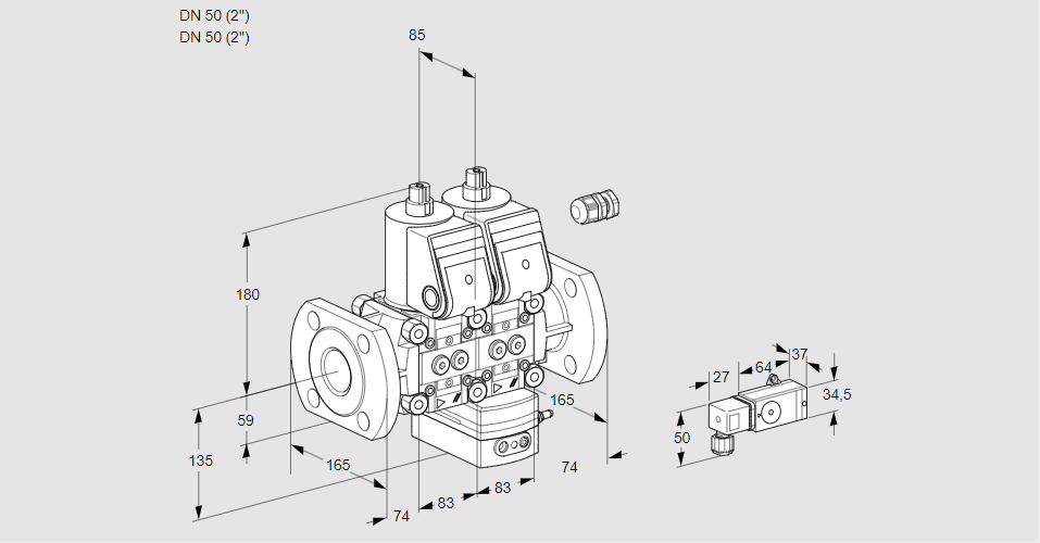 Регулятор давления с двумя эл.магнитными клапанами VCD 3E50F/50F05ND-100WR/PPPP/2-PP