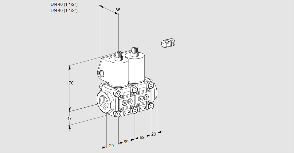 Клапан эл.магнитный сдвоенный VCS 2E40R/40R05NNKL/PPPP/PPPP