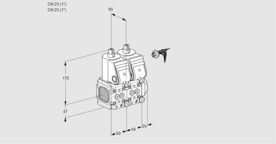 Клапан эл.магнитный сдвоенный VCS 2E25R/25R05FNNWR/PPPP/PPPP