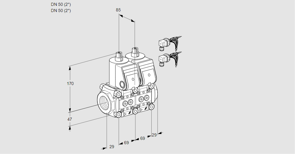 Клапан эл.магнитный сдвоенный VCS 2E50R/50R05NNWR6/PPPP/PPPP