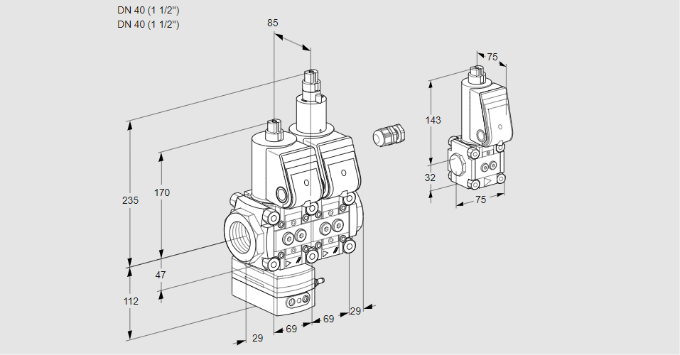 Регулятор давления с двумя эл.магнитными клапанами VCD 2E40R/40R05D-50LWR/PPPP/PPBS