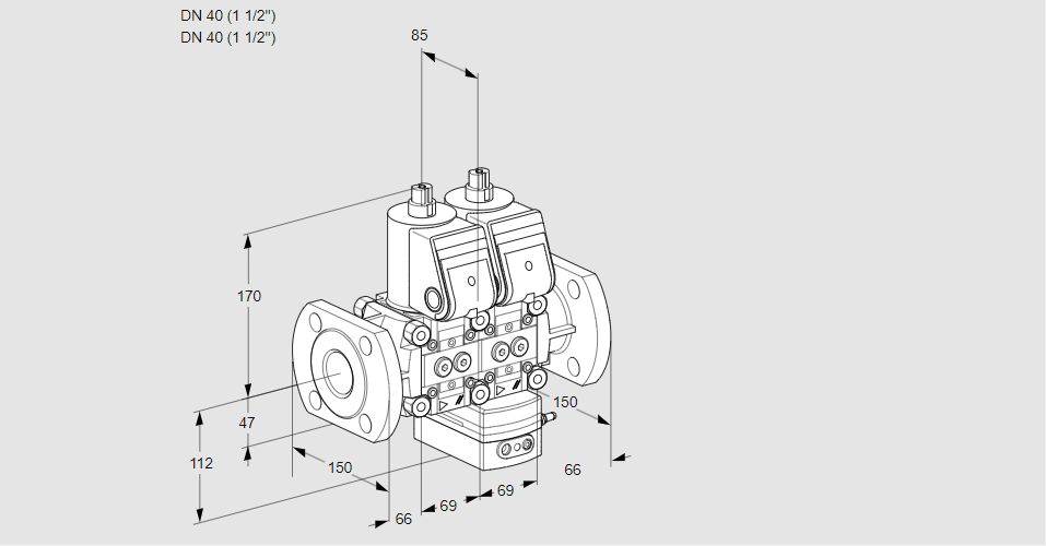 Регулятор соотношения газ/воздух с двумя эл.магнитными клапанами VCG 2E40F/40F05NGEWR/PPPP/PPPP
