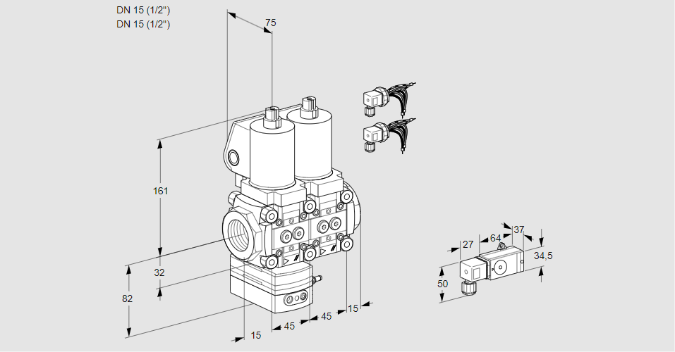 Регулятор давления с двумя эл.магнитными клапанами VCD 1E15R/15R05D-100NWSL8/PPPP/PP2-