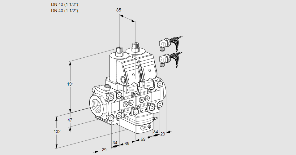 Регулятор расхода с двумя эл.магнитными клапанами VCH 2E40R/40R05FNHEVWSR8/PPPP/PPPP