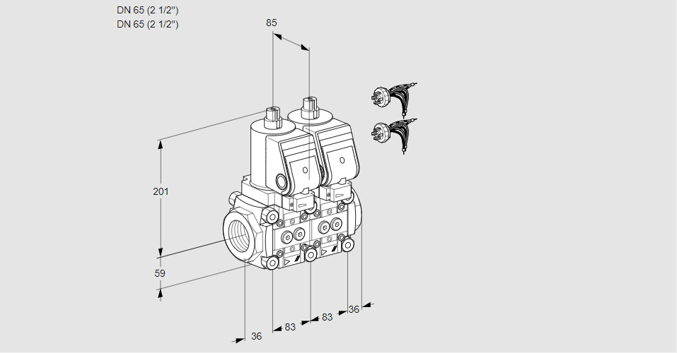 Клапан эл.магнитный сдвоенный VCS 3E65R/65R05NNWSR7/PPPP/PPPP