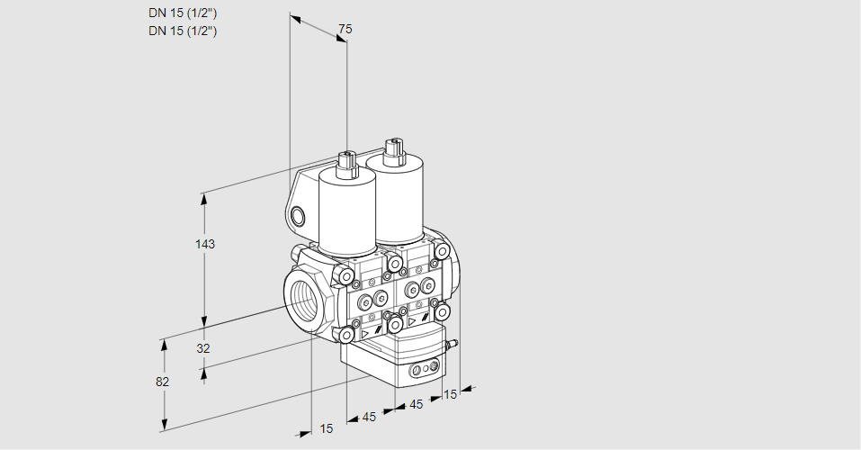 Регулятор давления с двумя эл.магнитными клапанами VCD 1T15N/15N05ND-25QL/PPPP/PPPP
