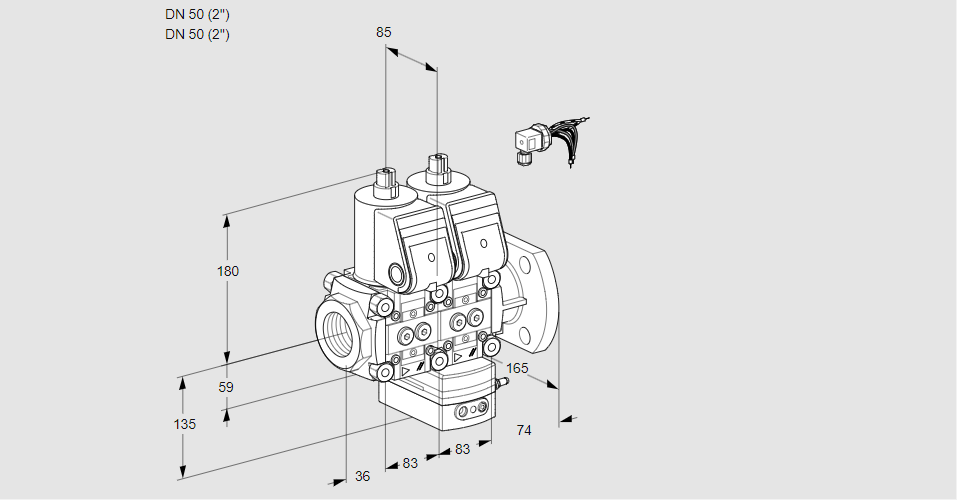 Регулятор соотношения газ/воздух с двумя эл.магнитными клапанами VCG 3E50R/50F05NGNKR/PPPP/PPPP