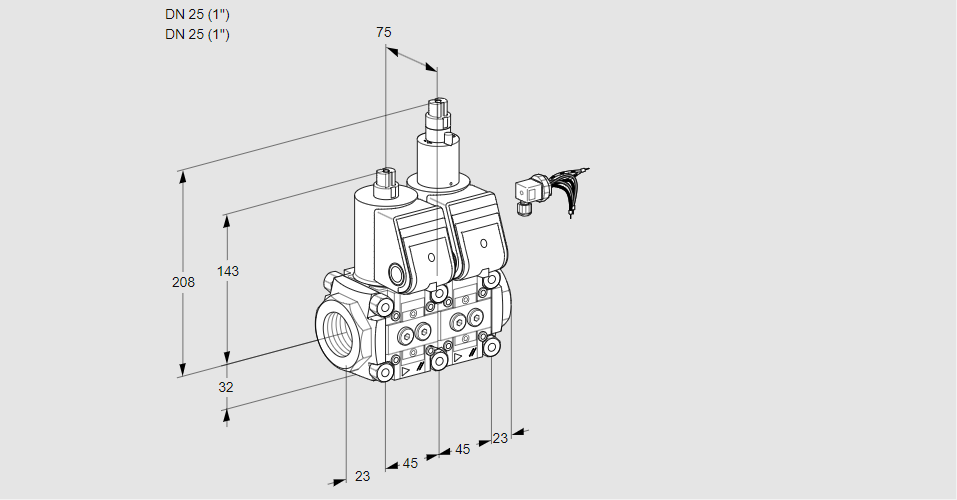 Клапан эл.магнитный сдвоенный VCS 1E25R/25R05NLWR3/PPPP/PPPP