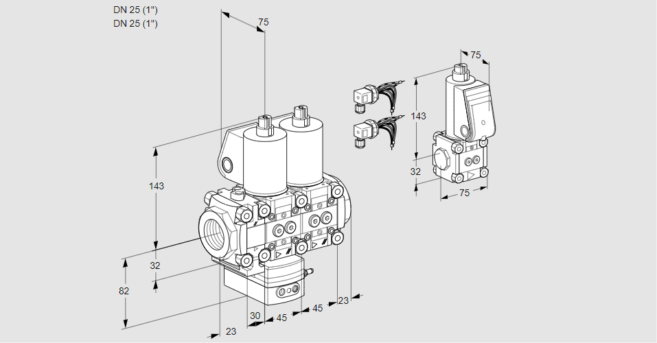 Регулятор давления с двумя эл.магнитными клапанами VCD 1E25R/25R05FD-25NWL6/PPZS/PPMM