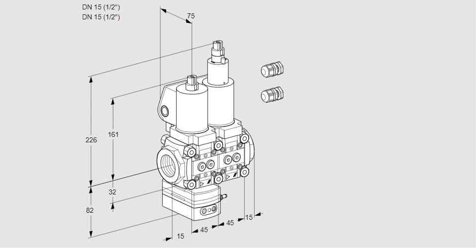 Регулятор давления с двумя эл.магнитными клапанами VCD 1E15R/15R05D-100LWSL3/PPPP/PPPP