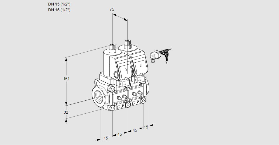 Клапан эл.магнитный сдвоенный VCS 1E15R/15R05NNWGR/MMMM/PPPP