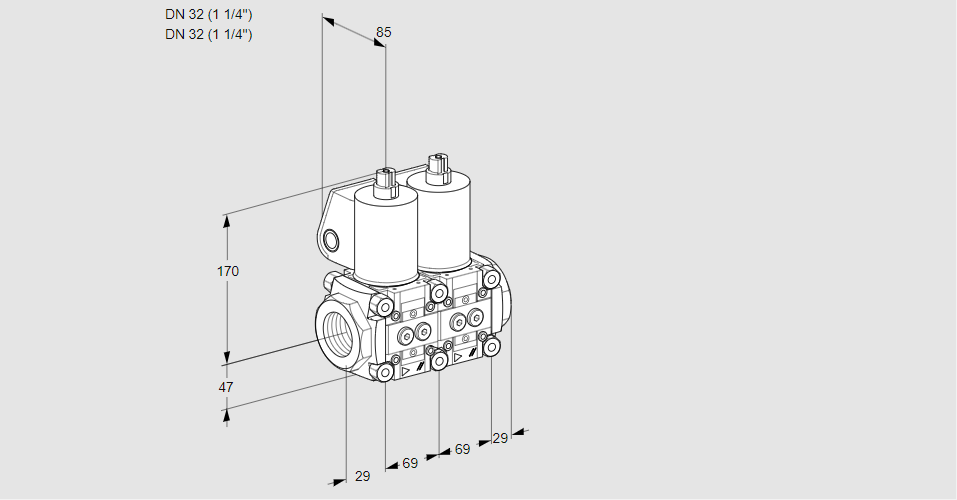 Клапан эл.магнитный сдвоенный VCS 2E32R/32R05NNWL/PPPP/PPPP