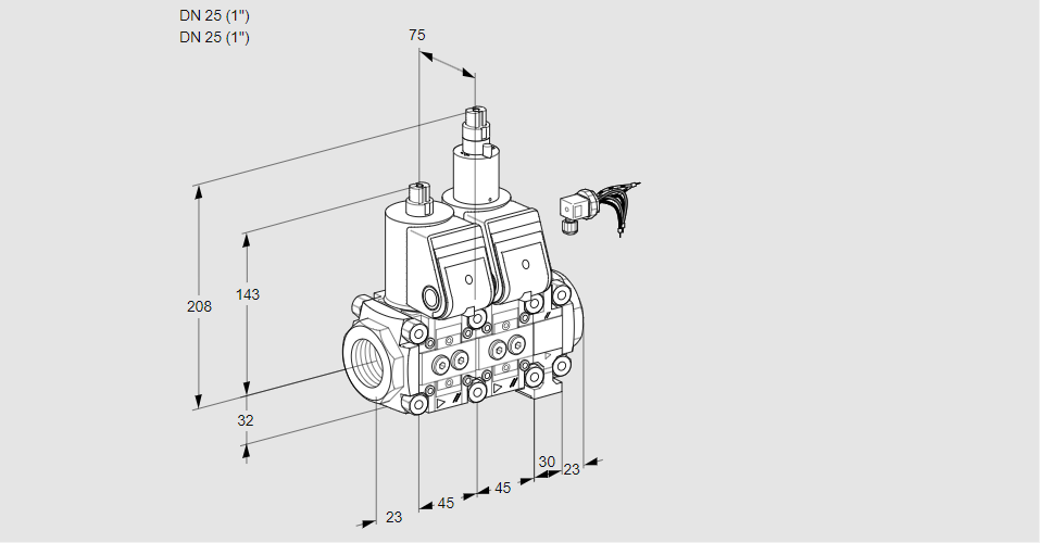 Клапан эл.магнитный сдвоенный VCS 1E25R/25R05NLVWR/PPPP/PPPP