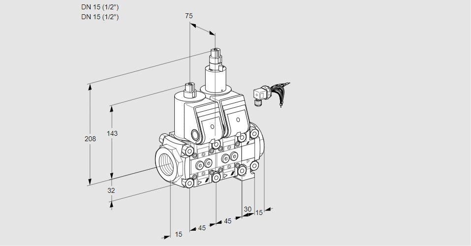 Клапан эл.магнитный сдвоенный VCS 1E15R/15R05NLVWR/PPPP/PPPP