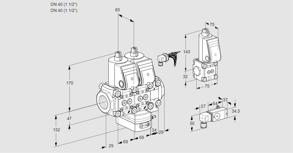 Регулятор расхода с двумя эл.магнитными клапанами VCH 2E40R/40R05NHEVWR/PP3-/PPBS