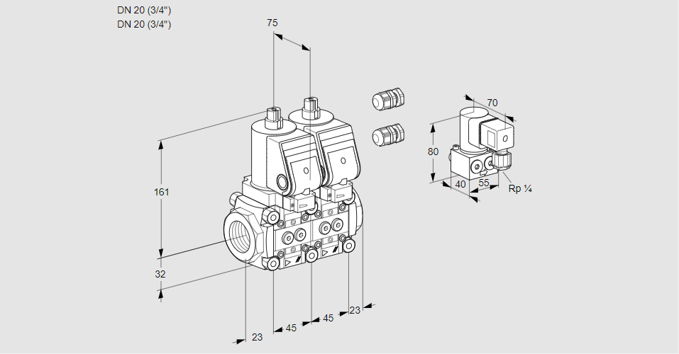 Клапан эл.магнитный сдвоенный VCS 1E20R/20R05NNKGR3/PPPP/PPZY
