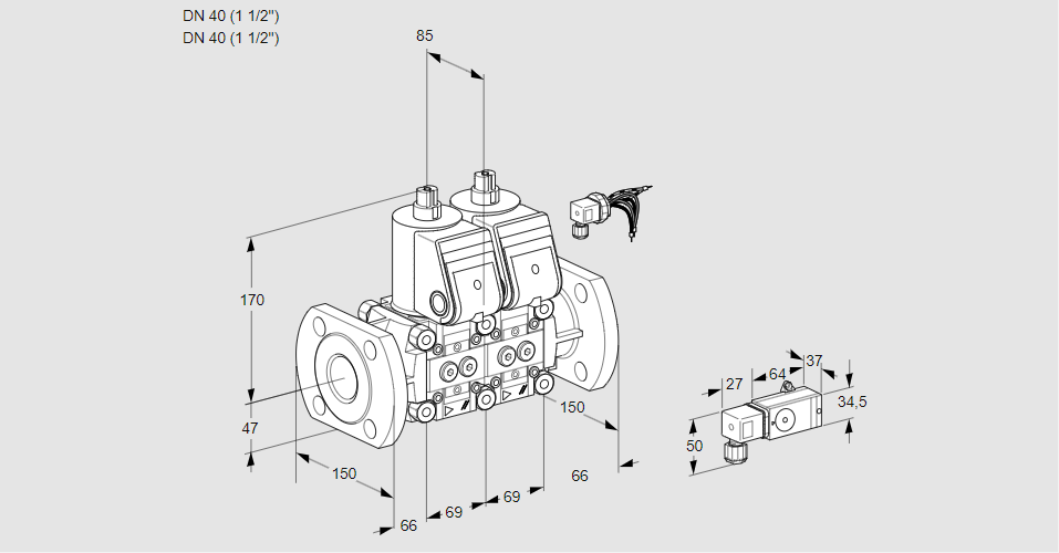 Клапан эл.магнитный сдвоенный VCS 2E40F/40F05NNWR/3--3/2--2
